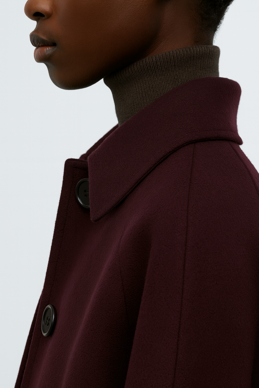 Cropped pure wool coat