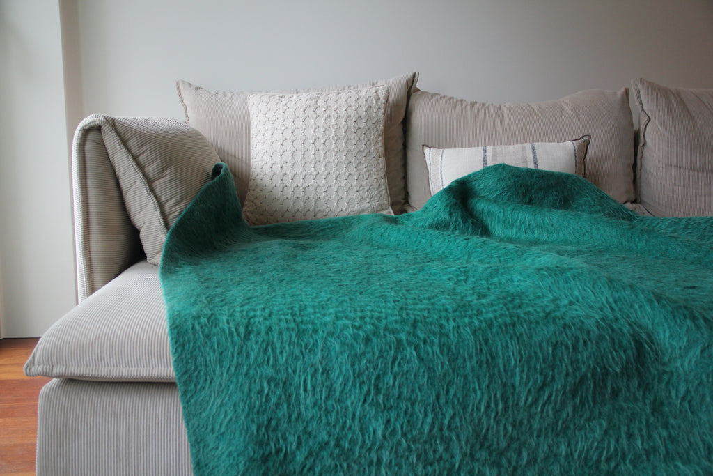 Portuguese 100% Wool "Papa" Emerald Blanket