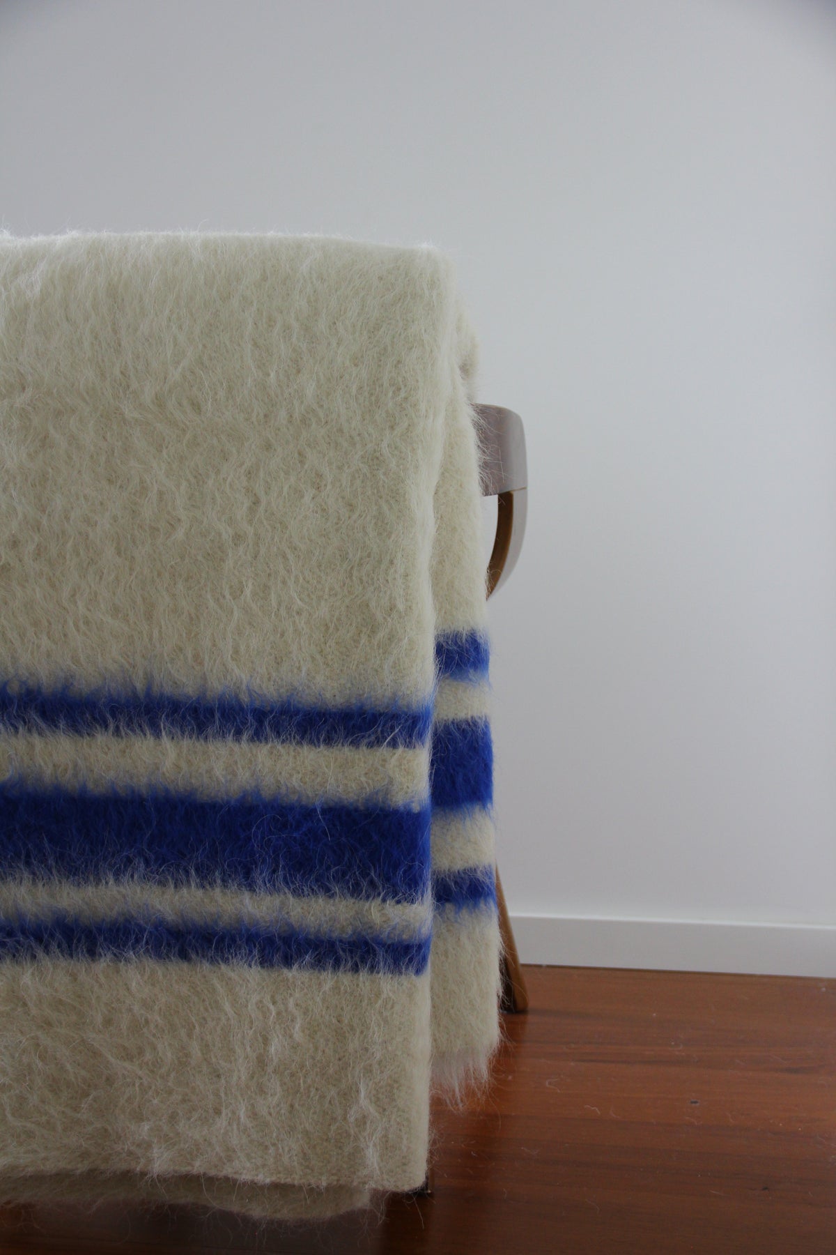 Portuguese 100% Wool "Papa" Blue Striped Blanket