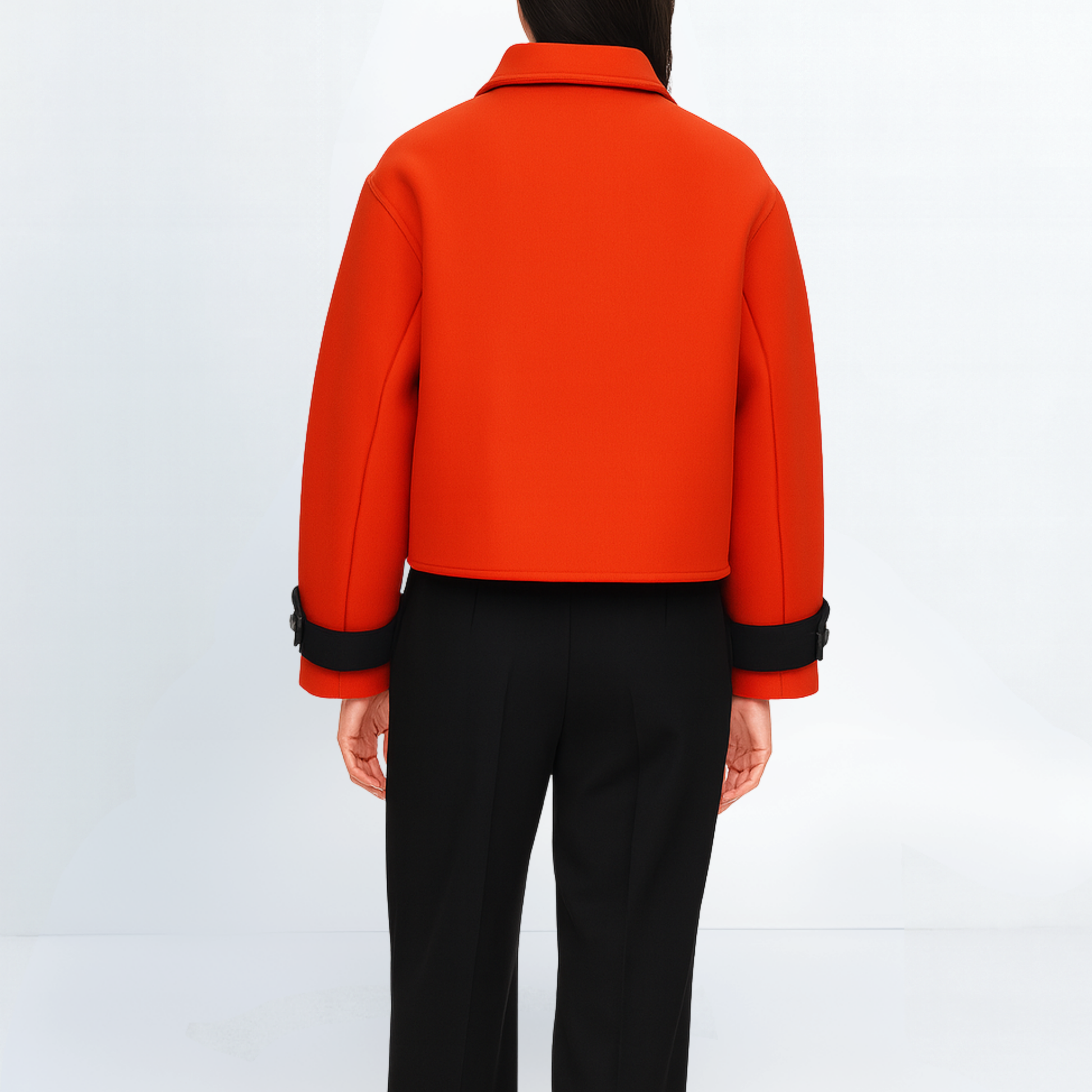 Cropped pure wool coat