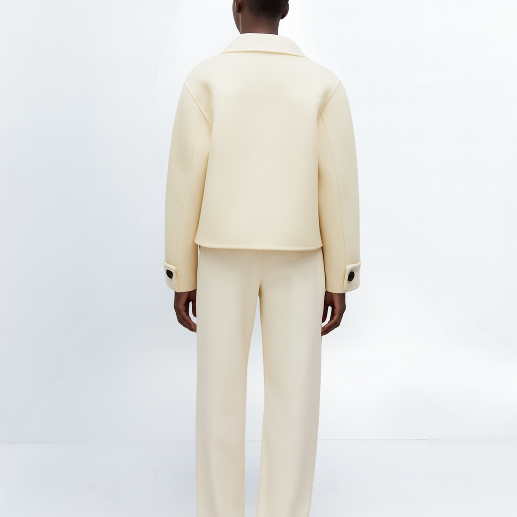 Cropped pure wool coat