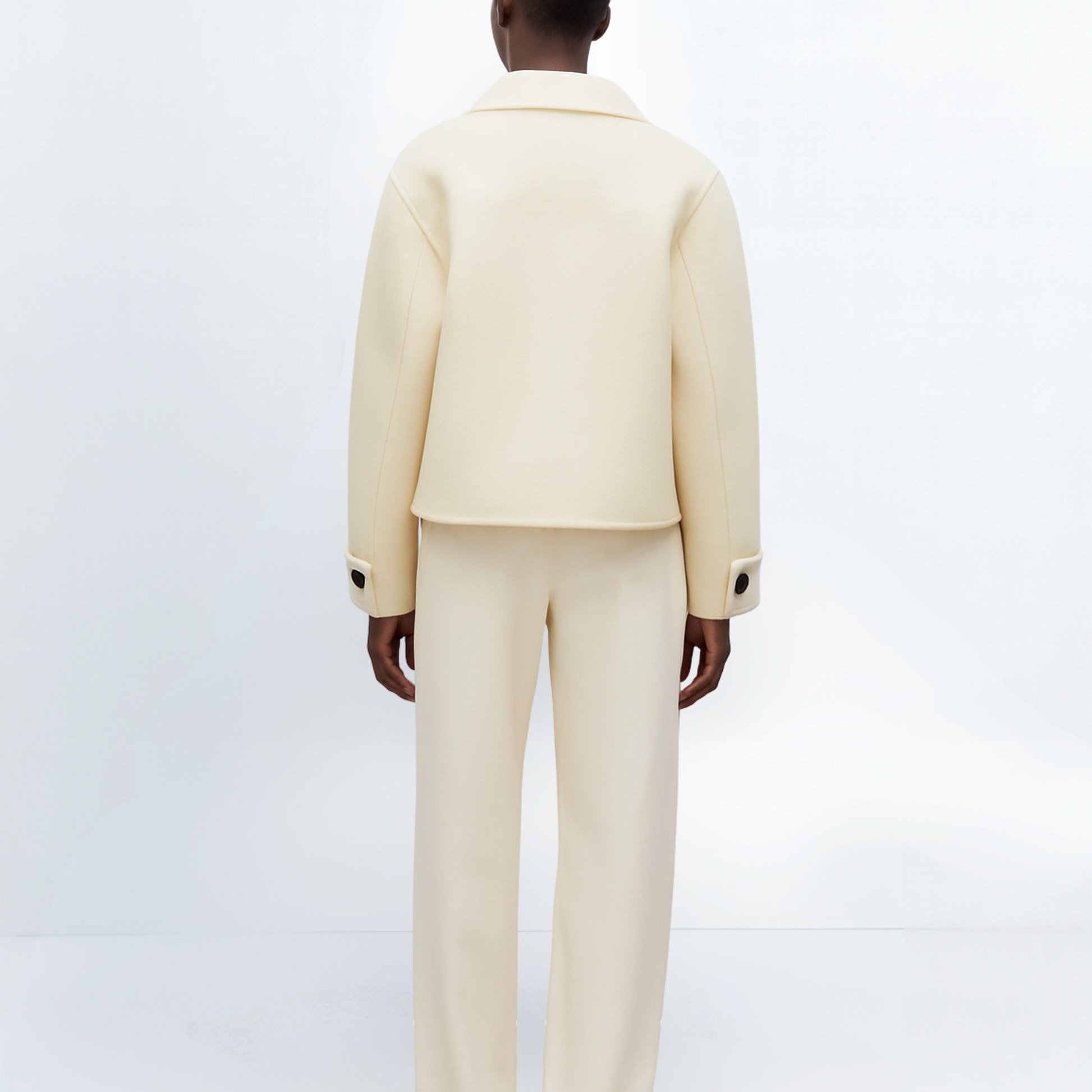 Cropped pure wool coat
