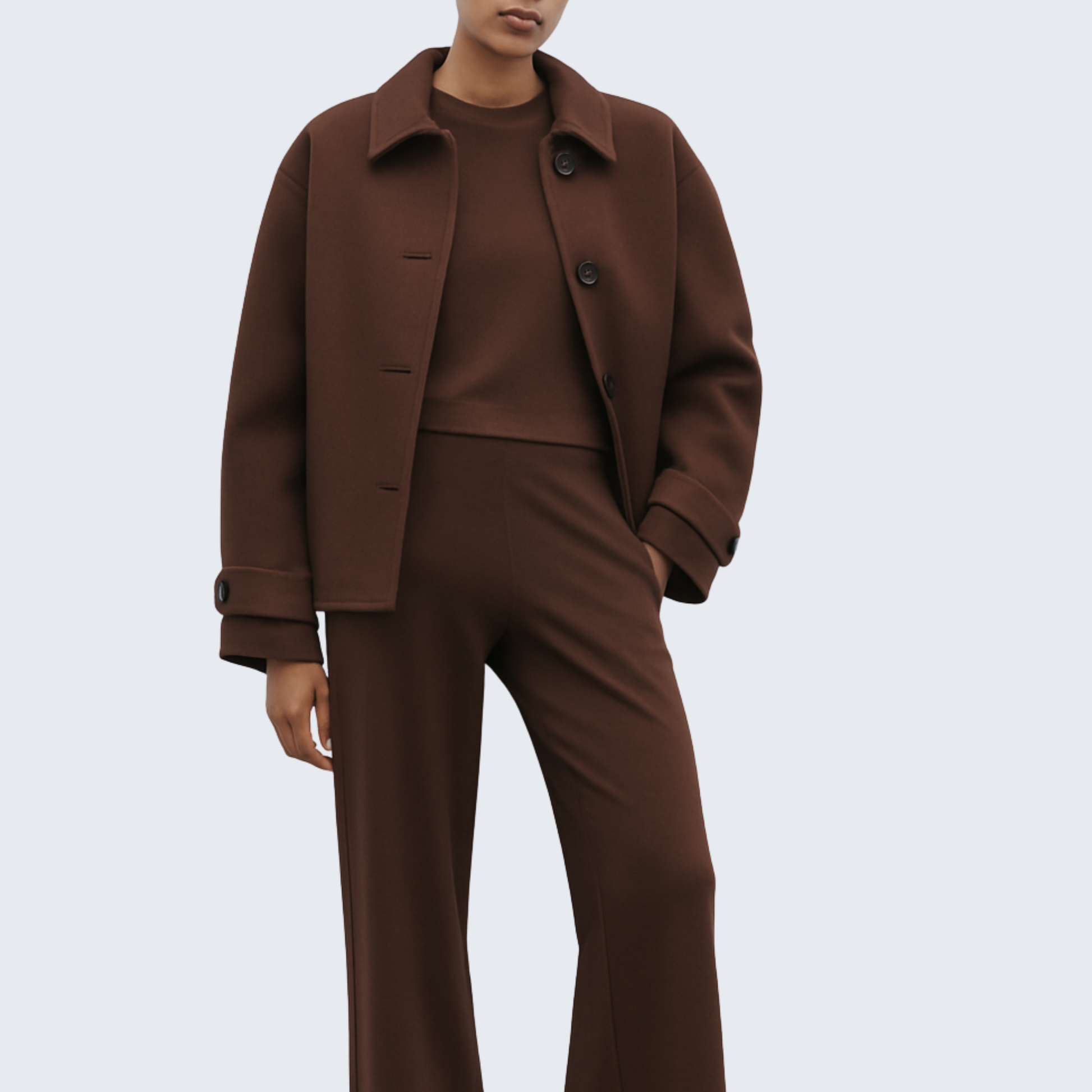 Cropped pure wool coat